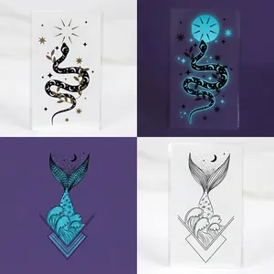 Glow in the dark luminous snake and wave temporary tattoo stickers for music festivals