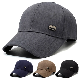Men Baseball Cap Polyester Cotton Blend Curved Brim Sun Protection Outdoor Casual Adjustable Buckle Hat For Dad