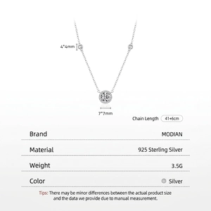 S925 sterling silver necklace featuring round diamond pendant and decorative side stones