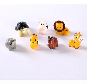 Set of 7 colorful resin animal figurines for miniature landscape garden decor