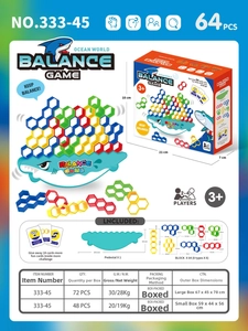 Detailed view of the ocean-themed balance blocks set with dimensions and components