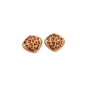 Vintage goldfarbene rautenförmige Ohrringe mit Leopardenmuster und Silbernadel