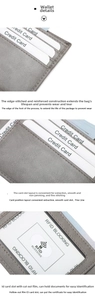 Detail of gray leather wallet with multi-card slots, RFID blocking and fine stitching