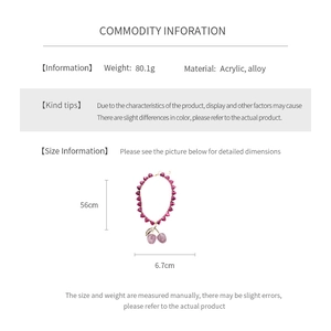 Detailed size specifications for acrylic heart cherry necklace with weight and length info