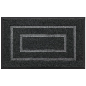 Commercial rubber door mat with gray nested rectangle pattern and anti-slip edge