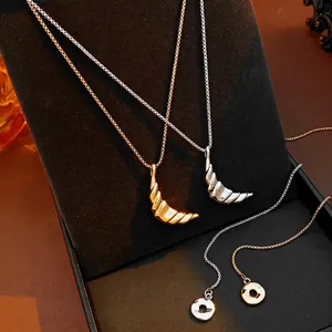 18k gold plated croissant textured moon necklace with sleek minimalist design and fine link chain