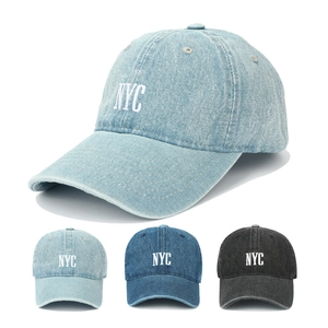 Washed Denim Baseball Cap NYC Embroidery Vintage Retro Adjustable Cotton Sun Hat For Men Women