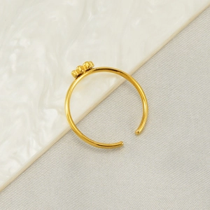 Minimalist 18K gold plated stainless steel adjustable ring with cat paw bead design