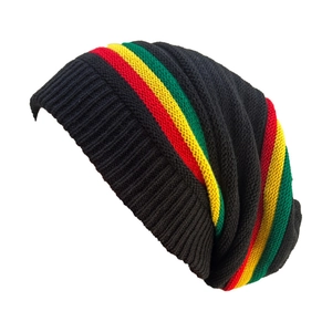 Slouchy Beanie Hat Acrylic Knit Warm Winter Multicolor Striped Hip Hop Style For Men And Women Soft Elastic Outdoor Cap