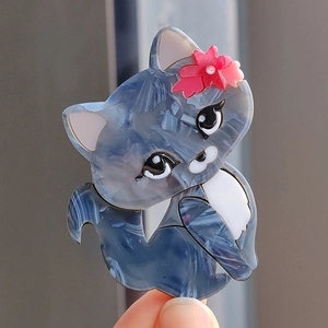 Cute Cat Brooch Pin Acrylic Marble Texture Cartoon Animal Badge For Women Men Korean Trendy Sweet Fashion Accessories