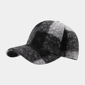 Casquette de baseball chaude en laine à carreaux pour l'hiver motif noir et blanc mixte