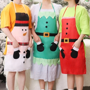 Christmas Aprons Santa Claus Snowman Elf Cartoon Sleeveless Polyester Dustproof Kitchen Home Cooking Holiday Party
