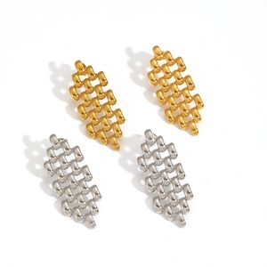 Orecchini geometrici intrecciati in acciaio inossidabile oro e argento stile moderno