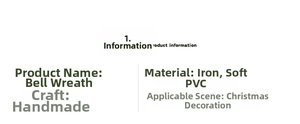Detailed specifications for handmade Christmas bell wreath made of iron and PVC