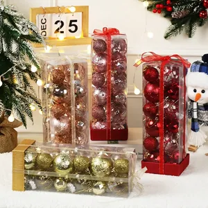 Christmas Tree Decorations PVC Electroplated Baubles Multiple Textures Patterns Holiday Gift Ornament Box For Christmas