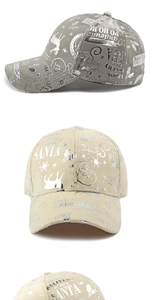 Détails d'imprimés Père Noël argentés sur casquette de baseball en velours gris