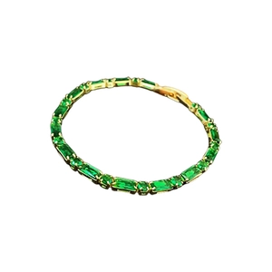 Gold plated emerald zircon bracelet with elegant green gemstones and secure buckle