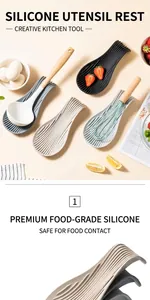 Gros plan de repose-cuillères en silicone avec rainures en plusieurs couleurs