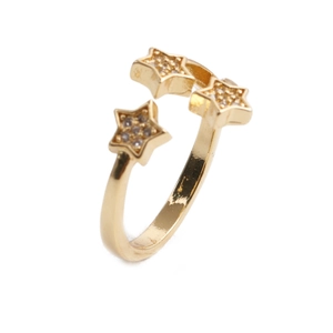 Fashion Copper Micro Zirconia Star Adjustable Open Ring Simple Gold Pentagram Finger Ring For Women Daily Commute Jewelry