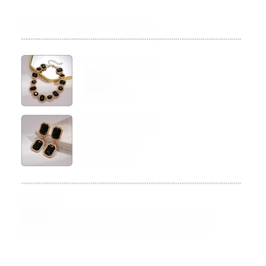 Spécifications du set de bijoux rétro en cuivre et cristal noir avec dimensions précises