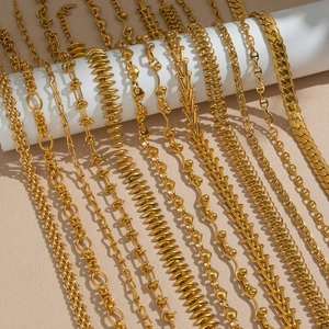 Chunky Chain Necklace 18K Gold Plated Stainless Steel Waterproof Geometric Punk Hip Hop Jewelry For Women Durable