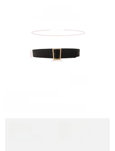 Detailed size chart for black PU leather waist belt with 5cm width and 110cm length
