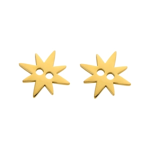 Close-up of golden metal eight-pointed star charms with double-hole design