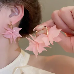 Frosted Acrylic Petal Flower Earrings With 925 Sterling Silver Earring Post Elegant C Shaped For Women