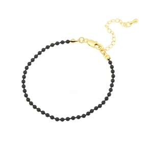 Bohemian colorful beaded bracelet with black beads and gold-plated clasp accessory