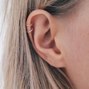 Minimalistische Edelstahl Doppelschichtige Ohrklemmen Ohne Piercing Helix Knorpel Clip-Ohrringe Für Damen Mode Schmuck