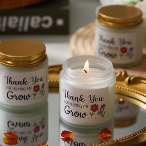 Αρωματικό Κερί Σόγιας Σε Γυάλινο Βάζο Με Μεταλλικό Καπάκι Αρωματοθεραπεία Χωρίς Καπνό Άρωμα Σπιτιού Δώρο Ετικέτα Ευχαριστώ