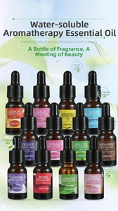 Set of twelve 10ml water-soluble essential oils with droppers in various floral scents