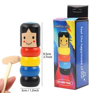 Immortal Daruma magic toy set with colorful wooden blocks and hammer for children