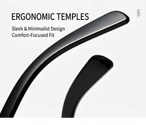 Detailed macro view of black glossy ergonomic curved temples on heart-shaped sunglasses