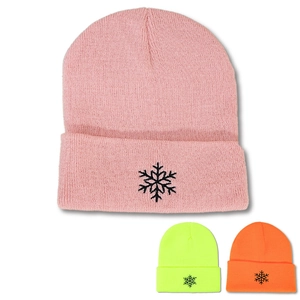 Bonnet En Maille Flocon De Neige Acrylique Chaud Hiver Mode Couleurs Néon Décontracté Extérieur