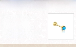 Detailed specifications of S925 silver piercing stud with turquoise stone and dimensions