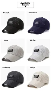 Detailed grid view of breathable mesh baseball caps in six diverse athletic colors