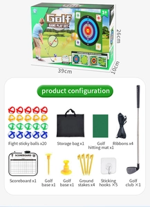 Kids golf toy set including telescopic club, sticky balls, target mat and storage bag