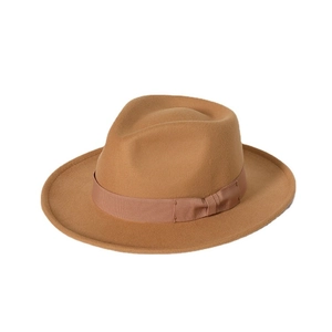 Retro Fedora Hat Polyester Felt Wide Brim With Bow Ribbon Decor Classic Jazz Style For Men And Women