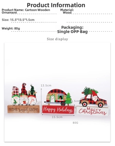 Detailed dimensions of the wooden Christmas gnome ornament with exact size measurements