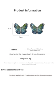 Détails des dimensions et matériaux des boucles d'oreilles papillon dégradé bleu