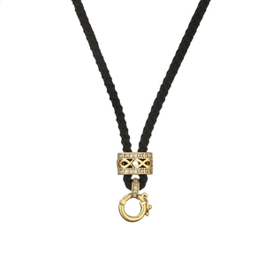 Black braided necklace cord with gold lobster clasp and sparkling micro-pave crystals