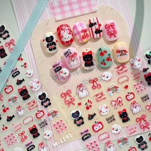 Cute kawaii cartoon rabbit and animal embossed relief nail art stickers for kids