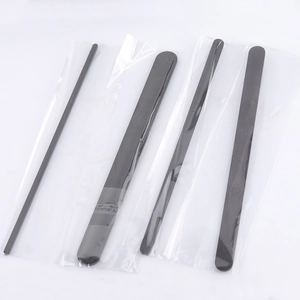 Detailed view of black stainless steel DIY bracelet blanks in four different widths