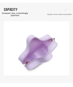 Interior view of purple star-shaped PVC bag showing storage capacity for small items