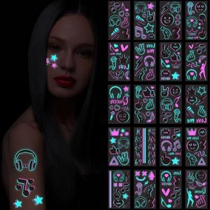 Luminous waterproof tattoo stickers with music notes and stars for concert parties