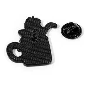 Cute strawberry cat and bubble tea enamel pin set with secure metal butterfly clutch back