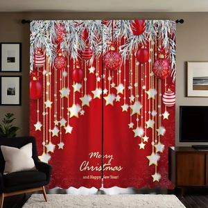 Tende natalizie in velluto rosso con scritta Merry Christmas e stelle festive