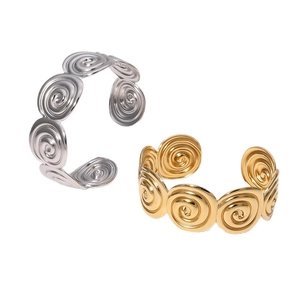 Bracelet jonc ouvert torsadé en acier inoxydable avec finitions or 18K et argent chic