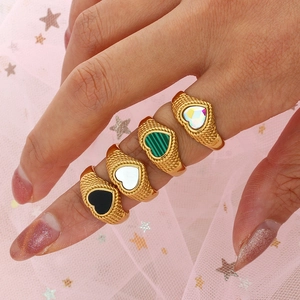 18K gold plated braided rings set with colorful heart shaped zircon gemstones